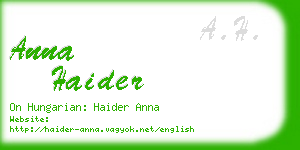 anna haider business card